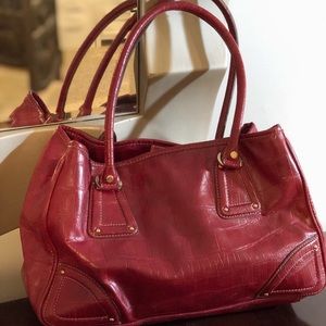 Liz Claiborne faux red snakeskin purse